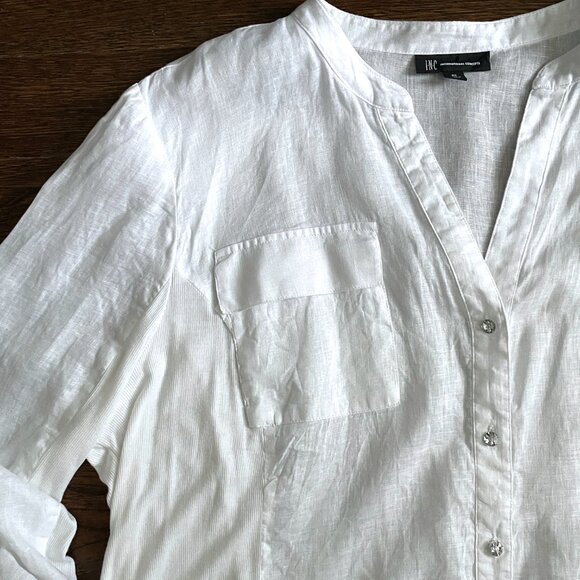 White 100% Linen Shirt Blouse by INC International Concepts-Size 3X - Picture 9 of 13